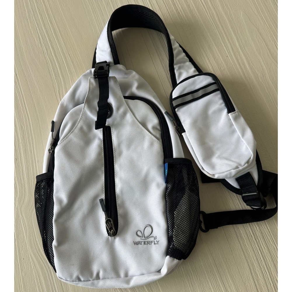 Waterfly Sling Backpack White Crossbody Shoulder Bag Hiking Travel Padded Strap